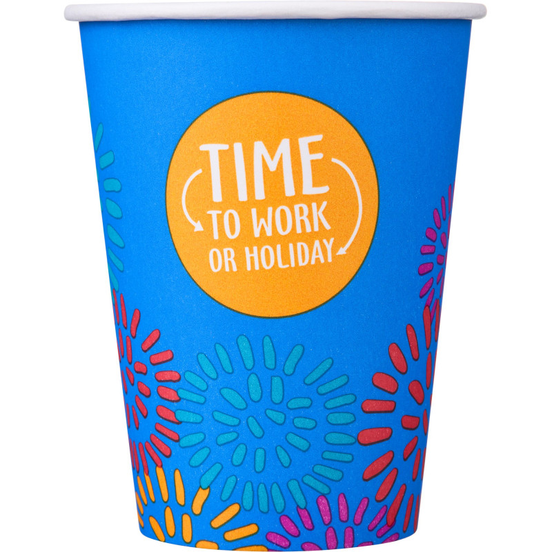 Стакан одноразовый бум односл. 350 мл d-90мм Time to work МИКС  50шт/уп