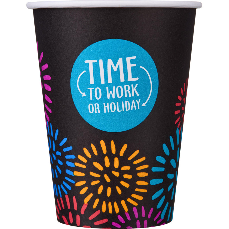 Стакан одноразовый бум односл. 350 мл d-90мм Time to work МИКС  50шт/уп