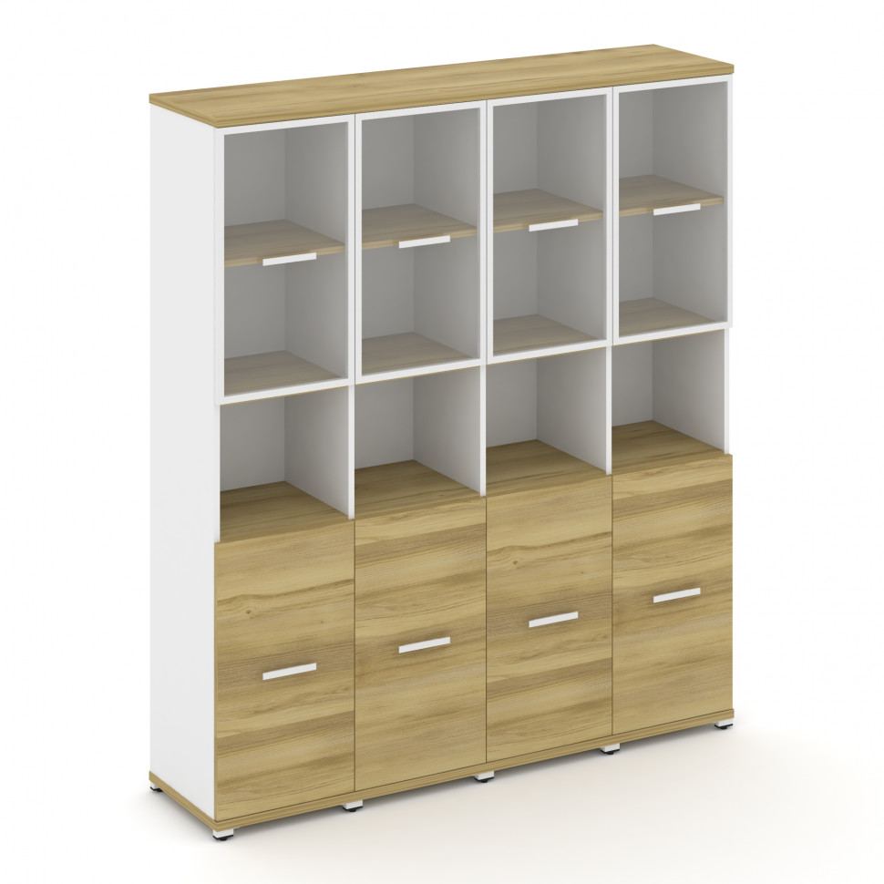 Concept Шкаф 4 узкие секции, 5 ниш CN.STU-543 RPW W Дуб Винченцо/Белый Бриллиант/Металл Белый/Прозр Concept Шкаф 4 узкие секции, 5 ниш CN.STU-543 RPW W Дуб Винченцо/Белый Бриллиант/Металл Белый/Прозр