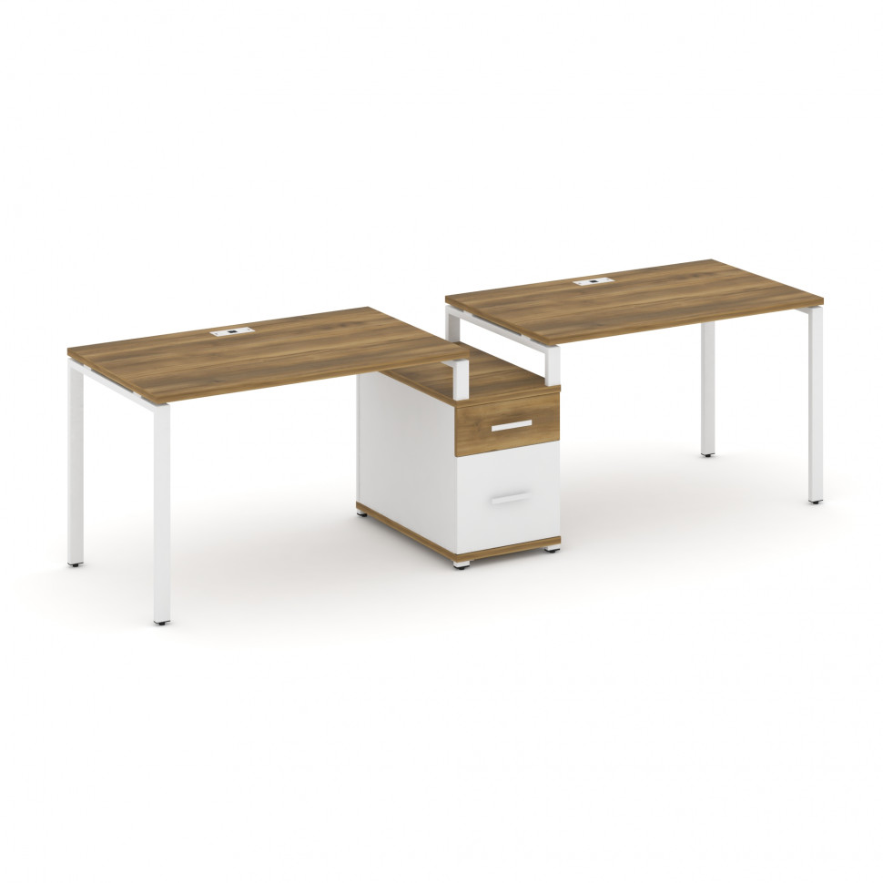 Concept Рабочая станция 2 места с 1 опорной тумбой CN.ORS-306 W Сандал Янтарный/Белый Бриллиант/Мета