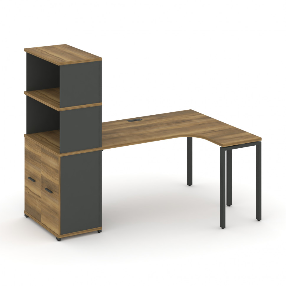 Concept Стол эргономичный с опорным распаш. шкафом с надставкой выс.  CN.SA-216(R) A Сандал Янтарный