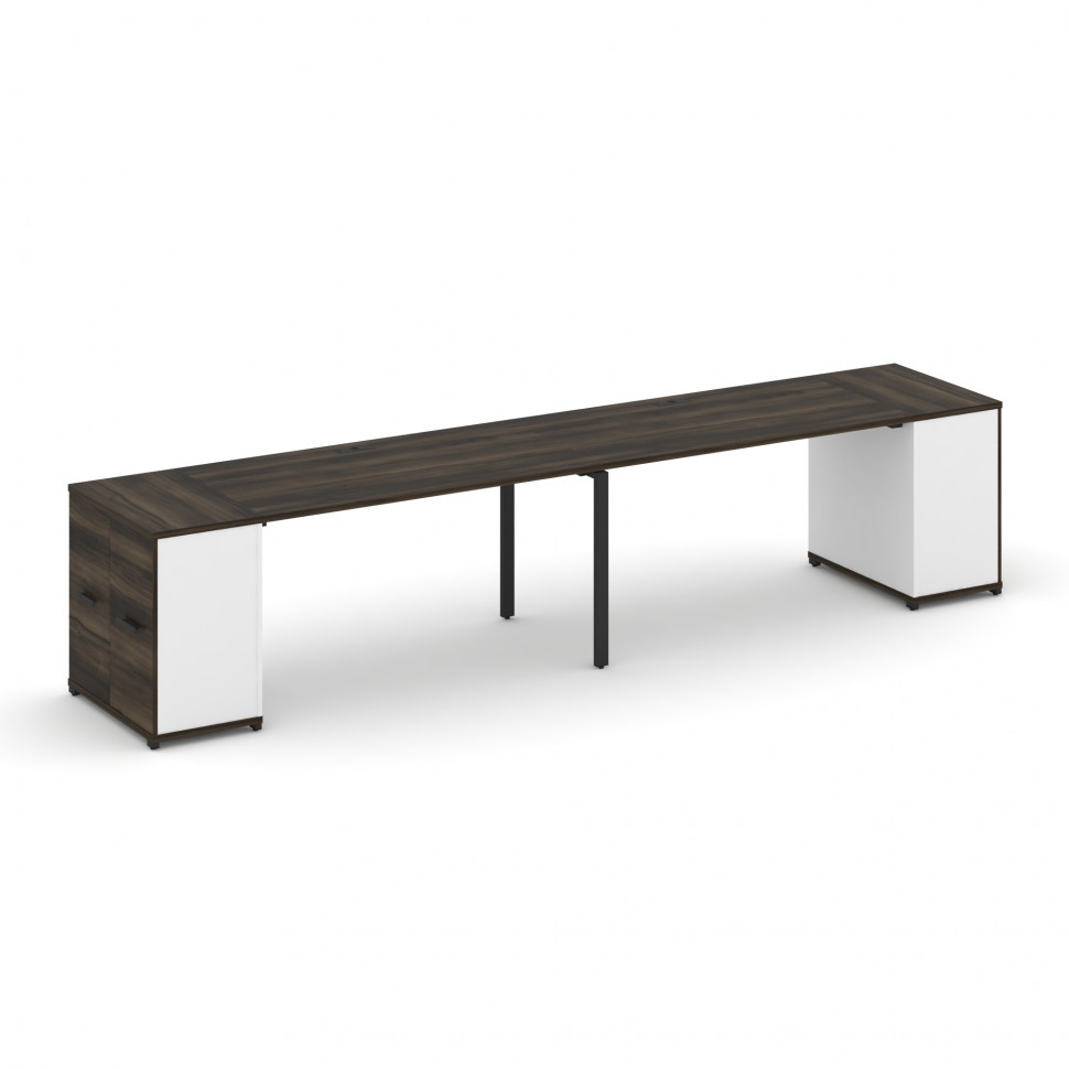 Concept Рабочая станция с опорными распаш. шкафами CN.ORS-219 B Дуб Мали/Белый Бриллиант/Металл Черн