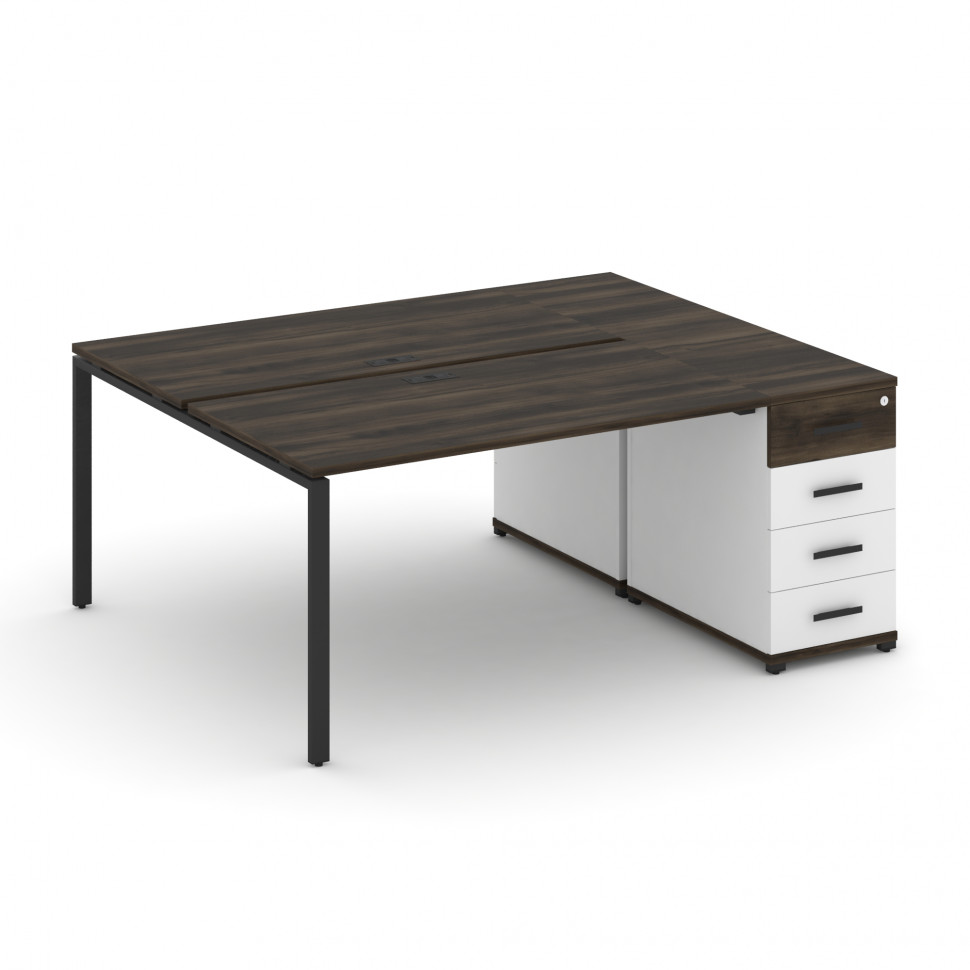 Concept Рабочая станция с 1 опорной тумбой CN.DRS-403 B Дуб Мали/Белый Бриллиант/Металл Черный 1800*