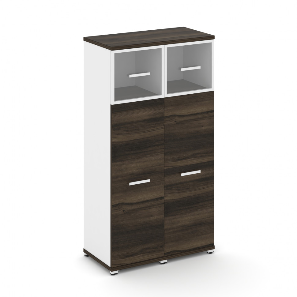 Concept Шкаф 2 узкие секции, 4 ниши CN.STU-424 RPW W Дуб Мали/Белый Бриллиант/Металл Белый/Прозрачны