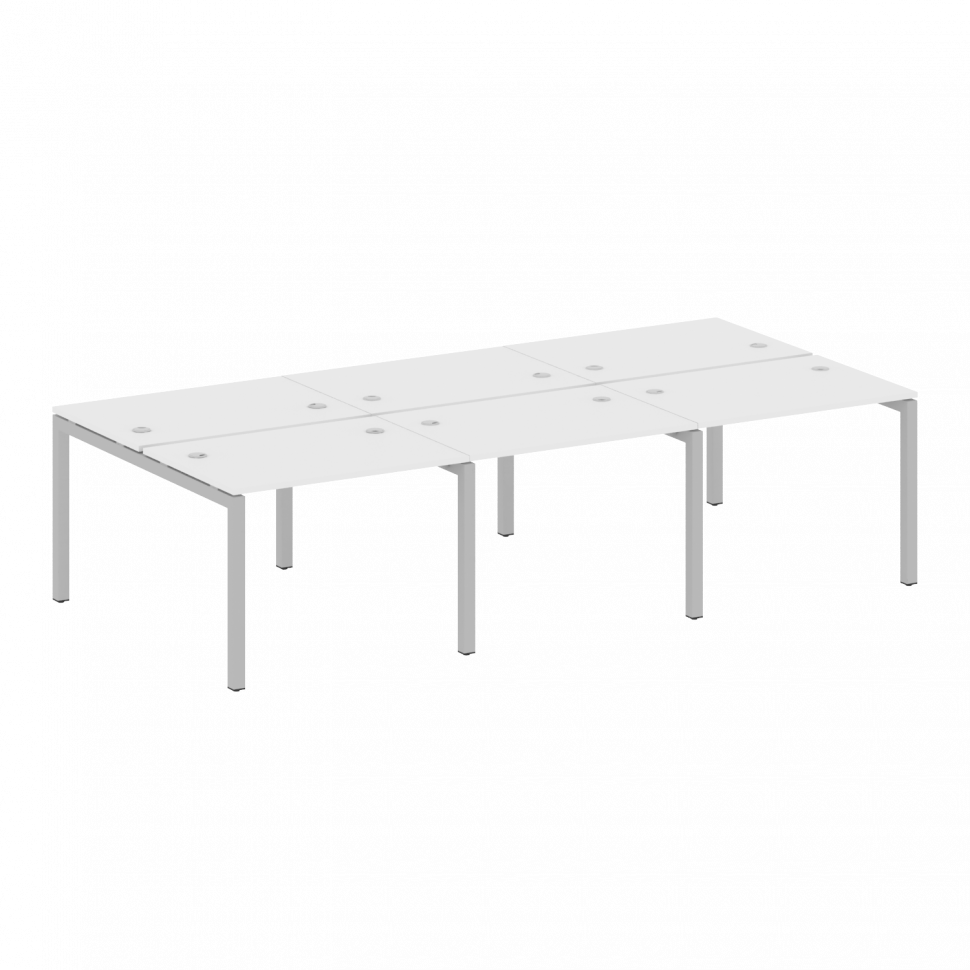Metal System Quattro Рабочая станция на 6 раб. мест на П-образном м/к 50БП.СМ-6.1 Белый/Металл Серый