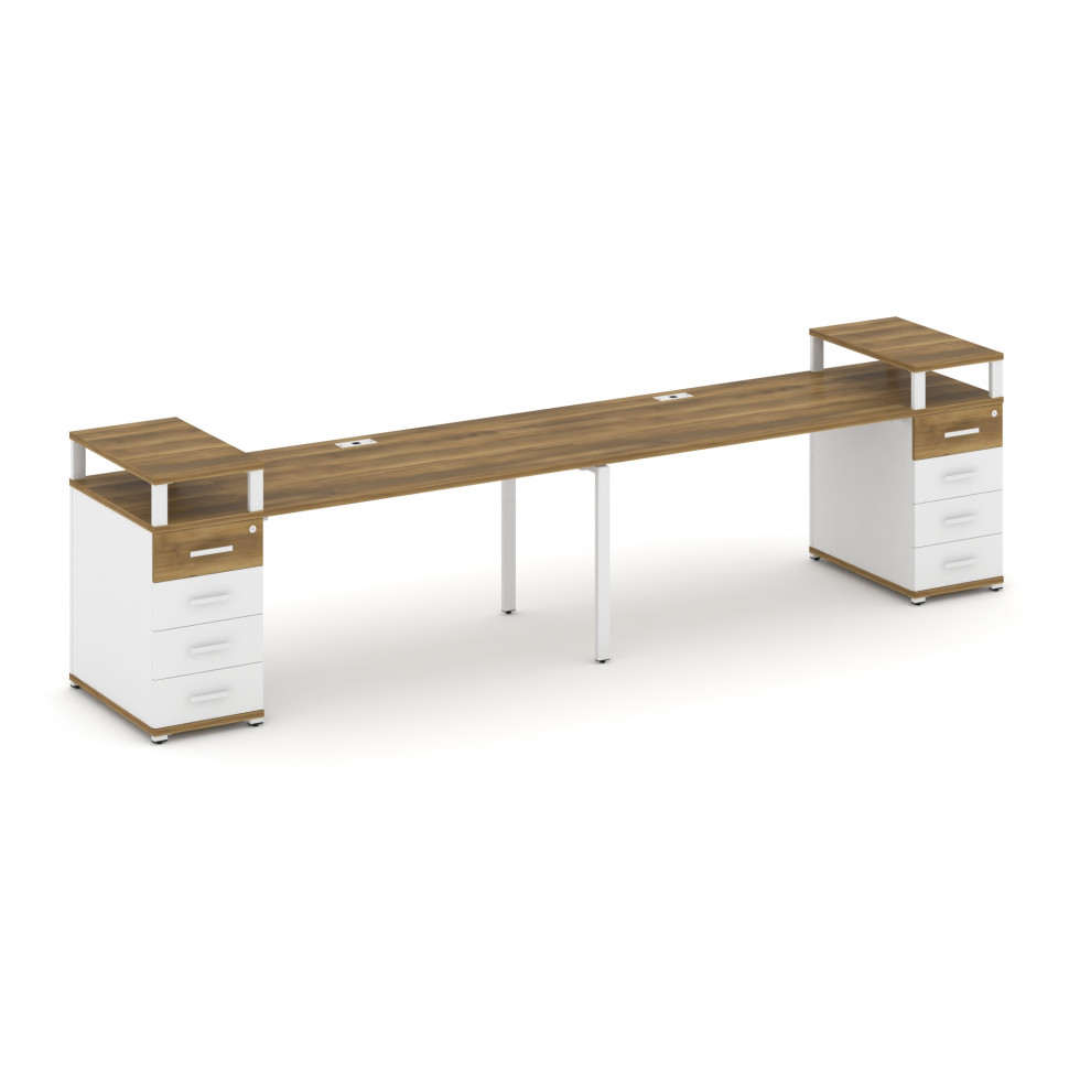 Concept Рабочая станция 2 места с 2 опорными тумбами CN.ORS-427 W Сандал Янтарный/Белый Бриллиант/Ме Concept Рабочая станция 2 места с 2 опорными тумбами CN.ORS-427 W Сандал Янтарный/Белый Бриллиант/Ме