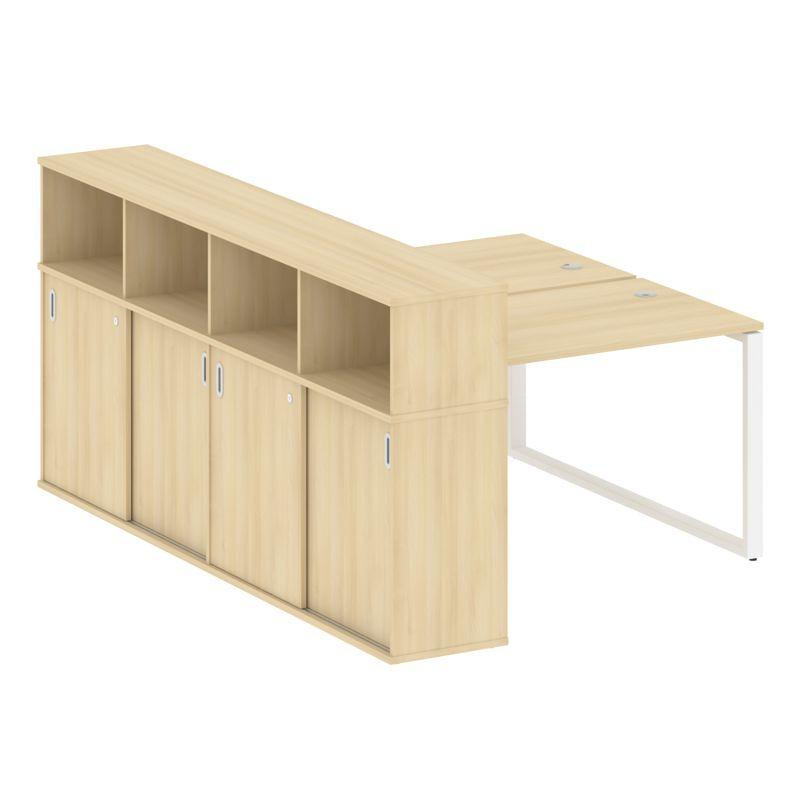 Metal System Рабочая станция с шкафом-купе на О-образном м/к БО.РС-СШК-4.2 Т Акация Лорка/Металл Бел