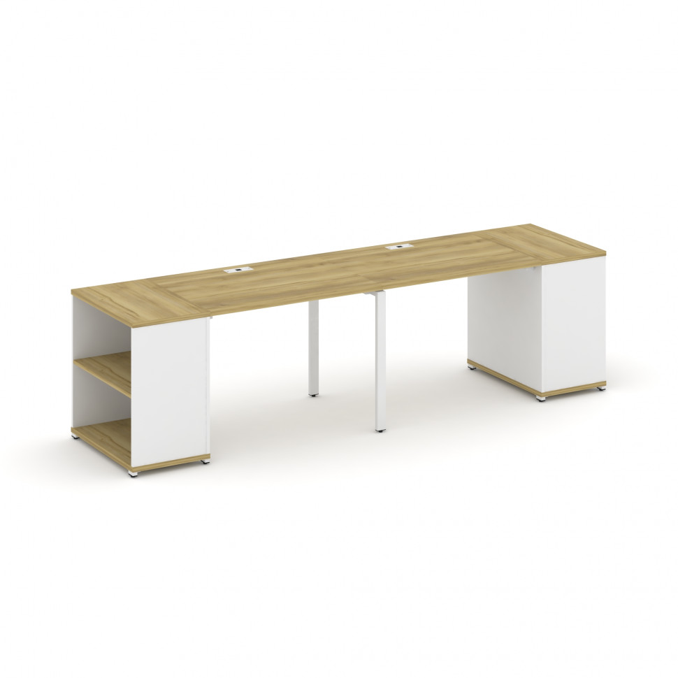 Concept Рабочая станция с опорными стеллажами CN.ORS-201 Дуб Винченцо/Белый Бриллиант/Металл Белый 2
