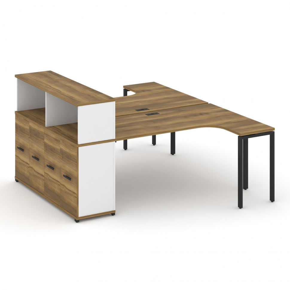 Concept Рабочая станция с опорным распаш. шкафом с надставкой низ. CN.DSA-214 B Сандал Янтарный/Белы