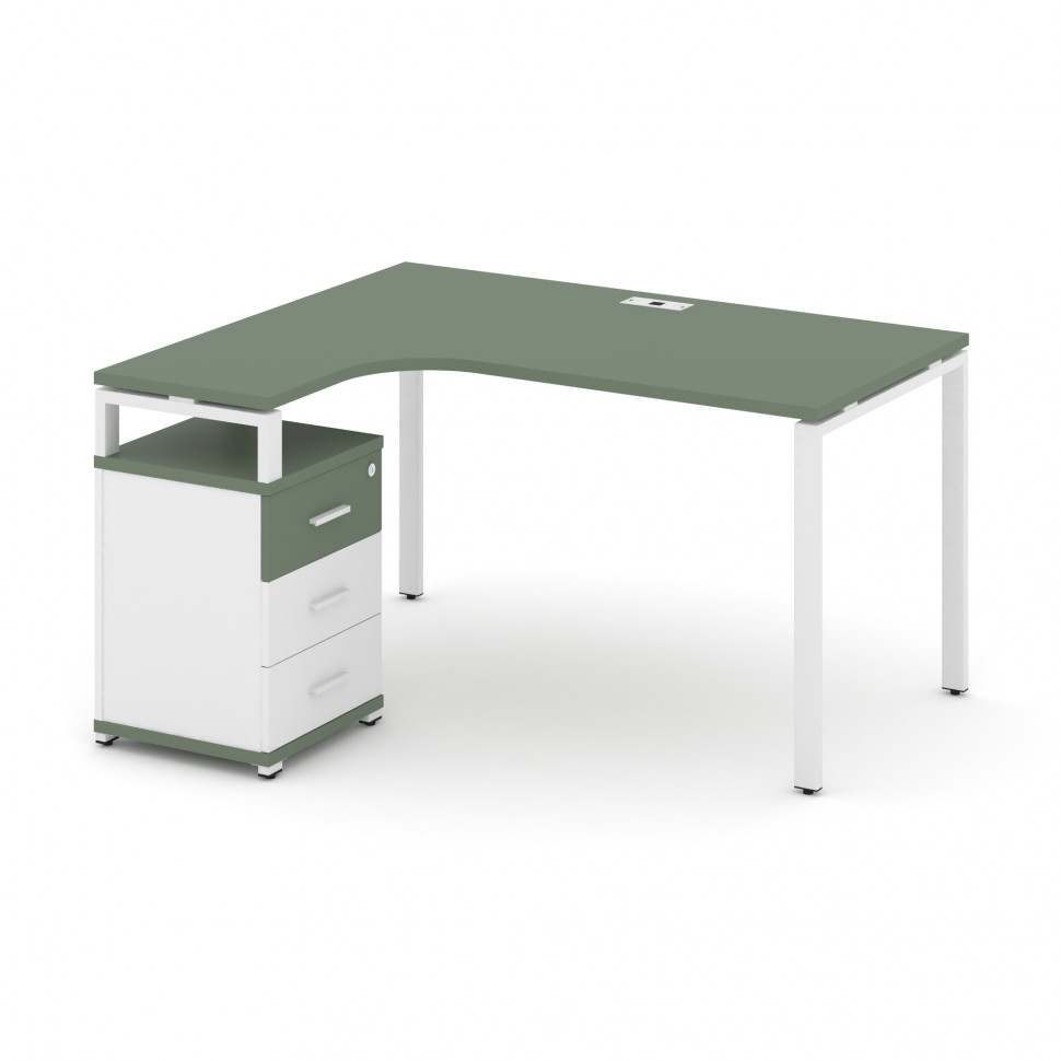 Concept Стол эргономичный с опорной тумбой CN.SA-307(L) W Кобо/Белый Бриллиант/Металл Белый 1580*118 Concept Стол эргономичный с опорной тумбой CN.SA-307(L) W Кобо/Белый Бриллиант/Металл Белый 1580*118