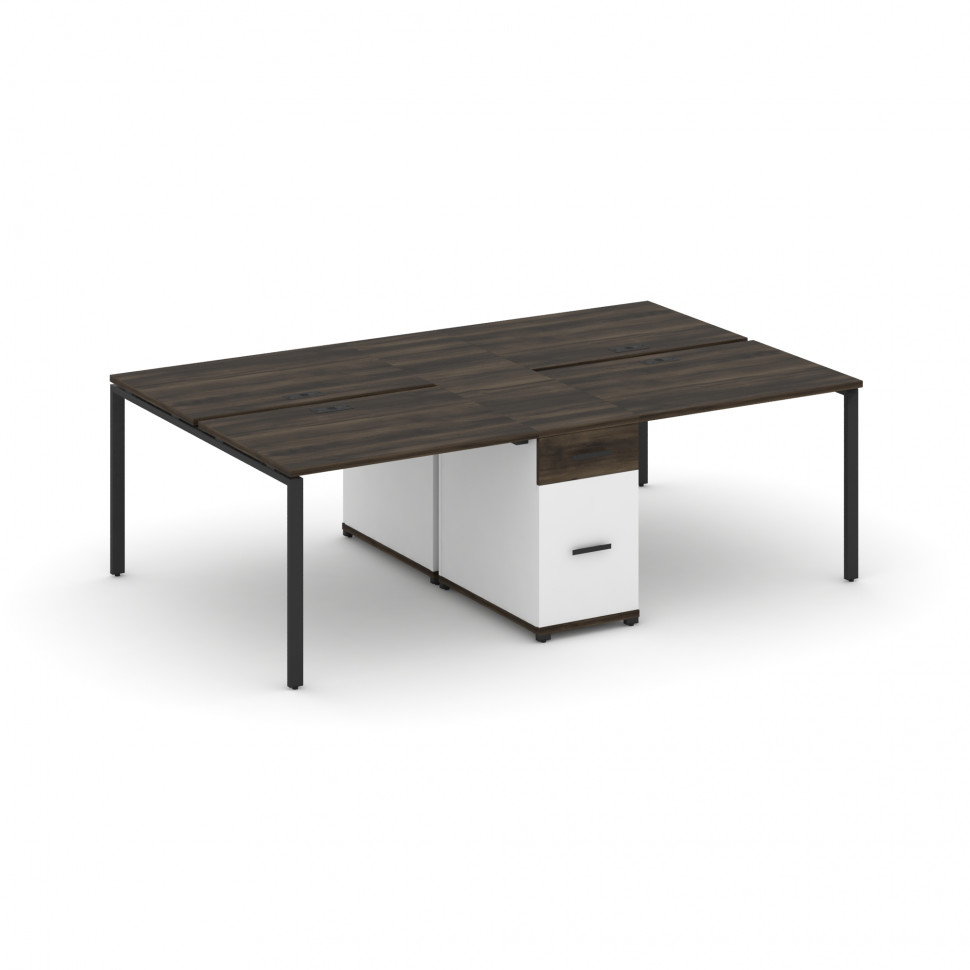 Concept Рабочая станция 4 места с 1 опорной тумбой CN.DRS-421 B Дуб Мали/Белый Бриллиант/Металл Черн