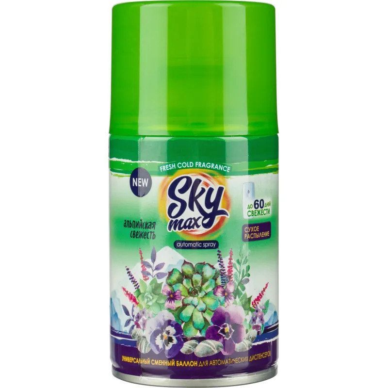 Баллон сменный для автоосвежителя SKY MAX 250мл Альпийская свеж К КзнЧлСпб