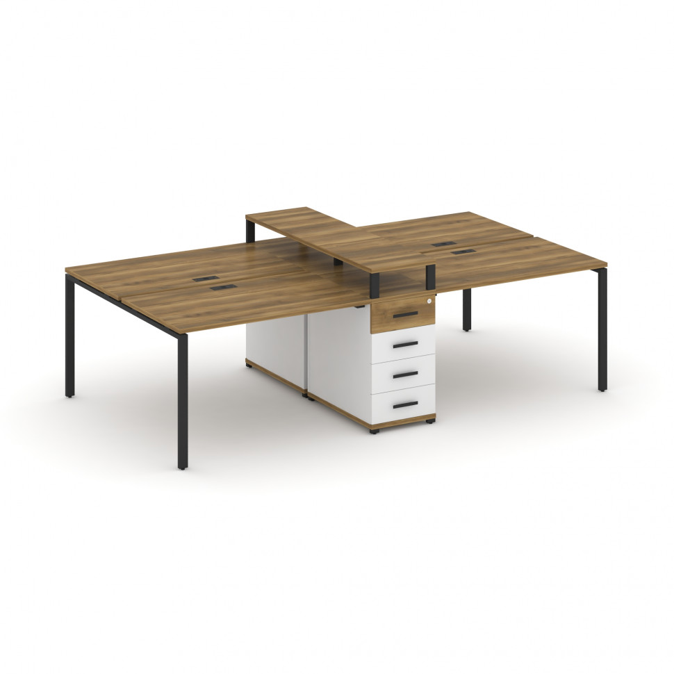 Concept Рабочая станция 4 места с 1 опорной тумбой CN.DRS-434 B Сандал Янтарный/Белый Бриллиант/Мета Concept Рабочая станция 4 места с 1 опорной тумбой CN.DRS-434 B Сандал Янтарный/Белый Бриллиант/Мета