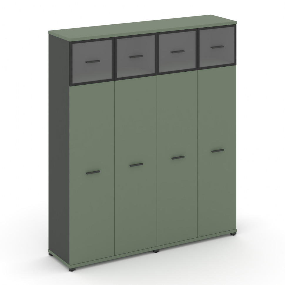 Concept Шкаф 2 широкие секции, 5 ниш CN.STS-527 RPB A Кобо/Антрацит/Металл Антрацит/Прозрачный 1668*