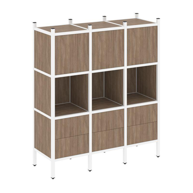 Loft Прямой стеллаж VR.L-08 Дуб Аризона/Металл Белый 1278*446*1458 Loft Прямой стеллаж VR.L-08 Дуб Аризона/Металл Белый 1278*446*1458