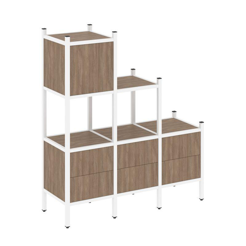 Loft Прямой стеллаж VR.L-12 Дуб Аризона/Металл Белый 1278*446*1458 Loft Прямой стеллаж VR.L-12 Дуб Аризона/Металл Белый 1278*446*1458