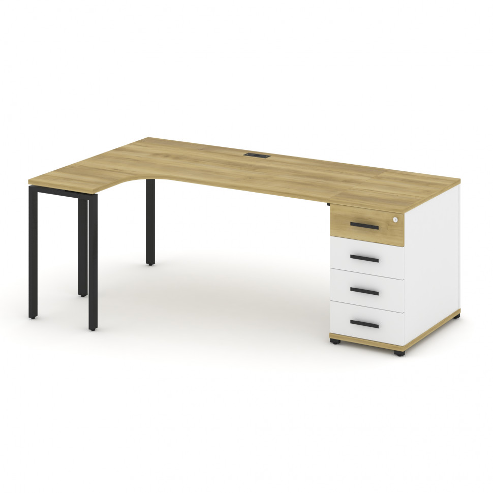 Concept Стол эргономичный CN.SA-402(L) B Дуб Винченцо/Белый Бриллиант/Металл Черный 2000*1180*750 Concept Стол эргономичный CN.SA-402(L) B Дуб Винченцо/Белый Бриллиант/Металл Черный 2000*1180*750
