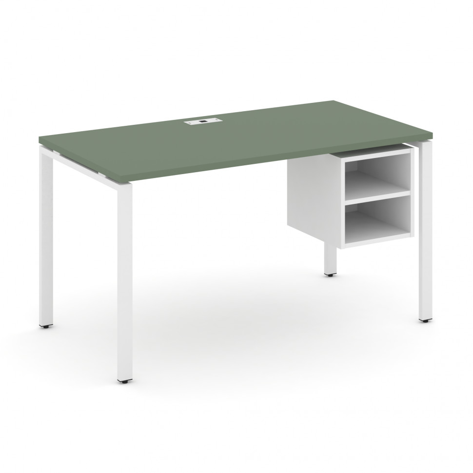 Concept Стол рабочий с подвесной тумбой с 2 открытыми нишами CN.SP-106 Кобо/Белый Бриллиант/Металл Б