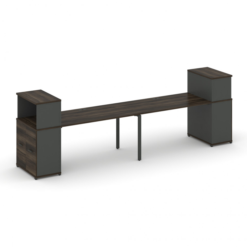 Concept Рабочая станция с опорными распаш. шкафами с надставкой низ. CN.ORS-225 A Дуб Мали/Антрацит/