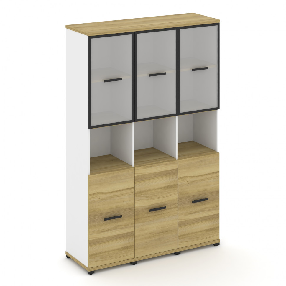 Concept Шкаф 3 узкие секции, 5 ниш CN.STU-533 RMB B Дуб Винченцо/Белый Бриллиант/Металл Черный/Сатин Concept Шкаф 3 узкие секции, 5 ниш CN.STU-533 RMB B Дуб Винченцо/Белый Бриллиант/Металл Черный/Сатин