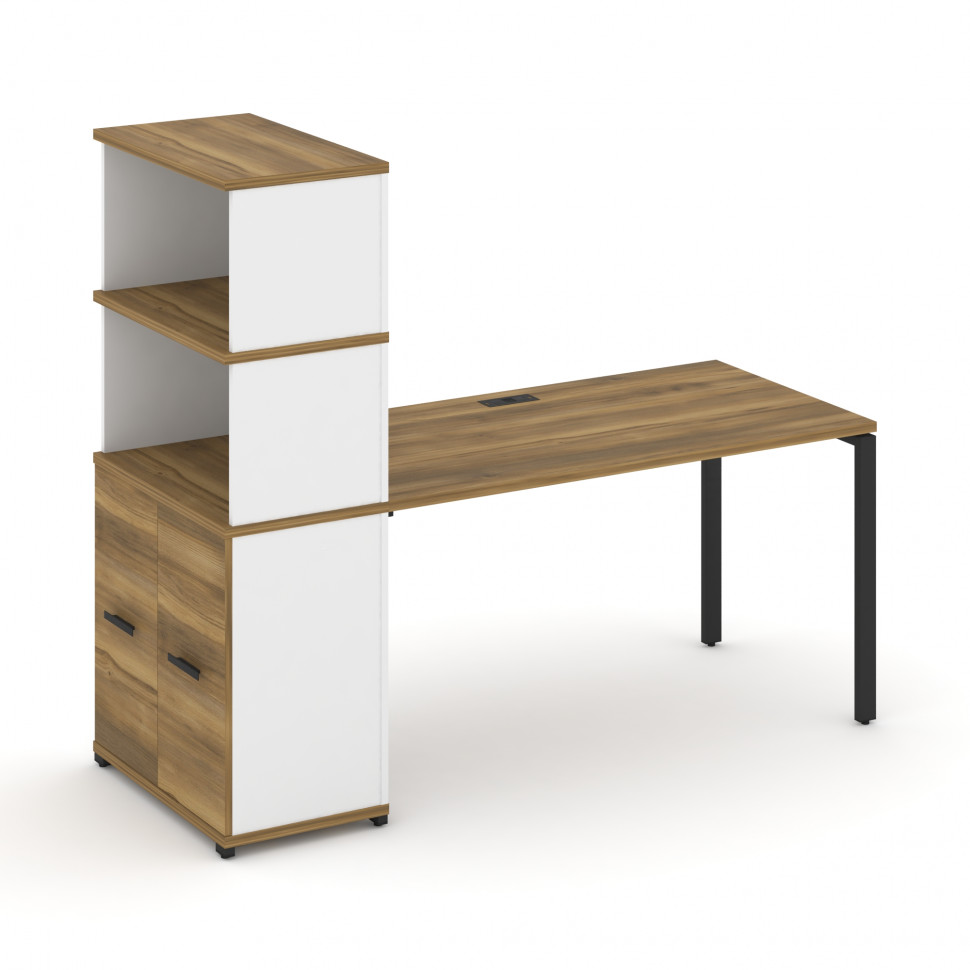 Concept Стол рабочий с опорным распаш. шкафом с надставкой выс. CN.SP-231 B Сандал Янтарный/Белый Бр