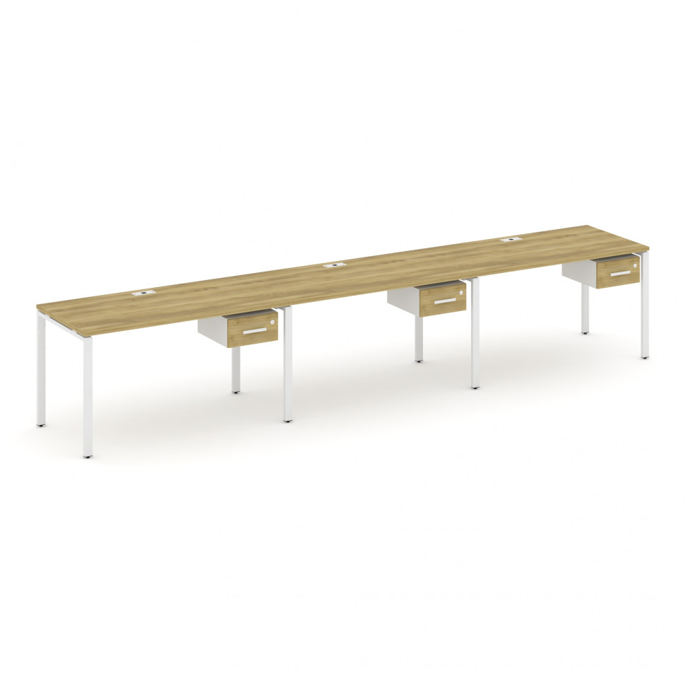 Concept Рабочая станция односторонняя с подвес. тумбами 3 места CN.ORS-131 W Дуб Винченцо/Белый Брил