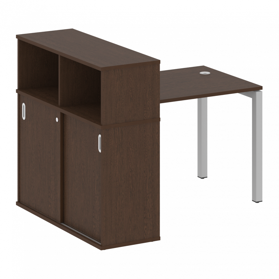 Metal System Quattro Стол письменный с шкафом-купе на П-образном м/к 50БП.РС-СШК-3.1 Т Венге Цаво/Ме