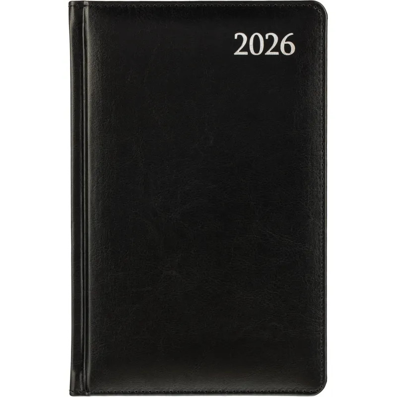 Ежедневник датированный 2026 Attache А5, 168л, 138x213мм, под кожу, черный