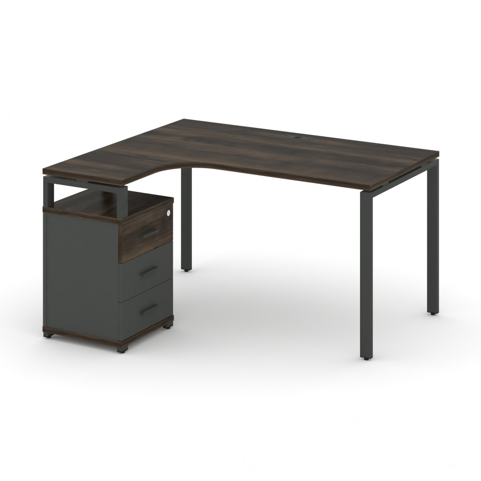 Concept Стол эргономичный с опорной тумбой CN.SA-305(L) A Дуб Мали/Антрацит/Металл Антрацит 1380*118