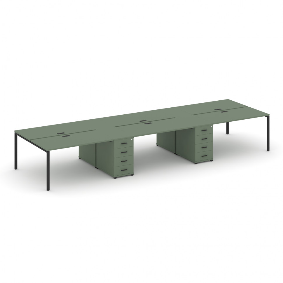 Concept Рабочая станция 6 мест с 2 опорными тумбами CN.DRS-450 B Кобо/Металл Черный 4380*1480*750 Concept Рабочая станция 6 мест с 2 опорными тумбами CN.DRS-450 B Кобо/Металл Черный 4380*1480*750