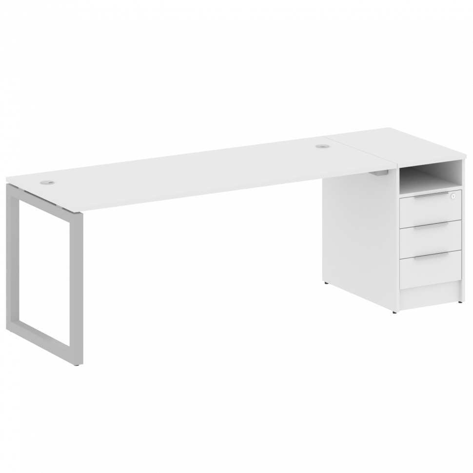 Metal System Quattro Рабочая станция с тумбой на О-образном м/к 50БО.РС-СТП-1.5 Белый/Металл Серый 2 Metal System Quattro Рабочая станция с тумбой на О-образном м/к 50БО.РС-СТП-1.5 Белый/Металл Серый 2