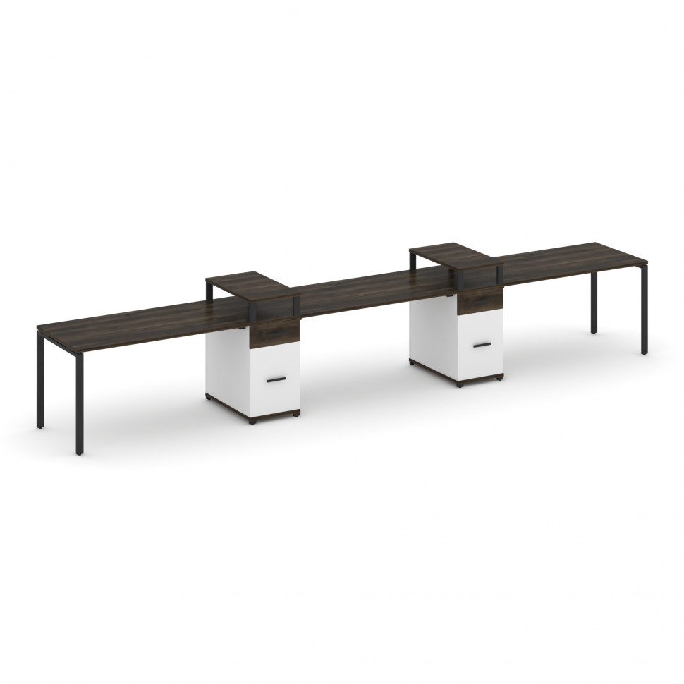 Concept Рабочая станция 3 места с 2 опорными тумбами CN.ORS-455 B Дуб Мали/Белый Бриллиант/Металл Че Concept Рабочая станция 3 места с 2 опорными тумбами CN.ORS-455 B Дуб Мали/Белый Бриллиант/Металл Че