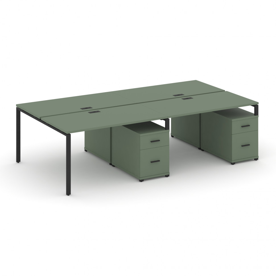 Concept Рабочая станция 4 места с 2 двухсторонними опорными тумбами CN.DRS-321 B Кобо/Металл Черный Concept Рабочая станция 4 места с 2 двухсторонними опорными тумбами CN.DRS-321 B Кобо/Металл Черный