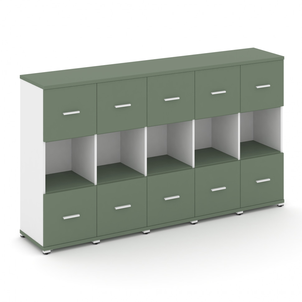 Concept Шкаф 5 узких секций, 3 ниши CN.STU-355 W Кобо/Белый Бриллиант/Металл Белый 2084*420*1186