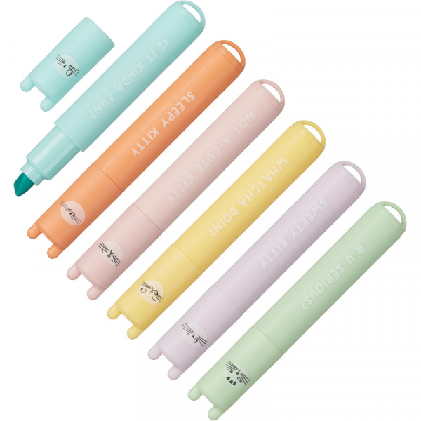 Набор текстовыделителей M&amp;G SO MANY CATS  мини 6 паст цв AHM22575