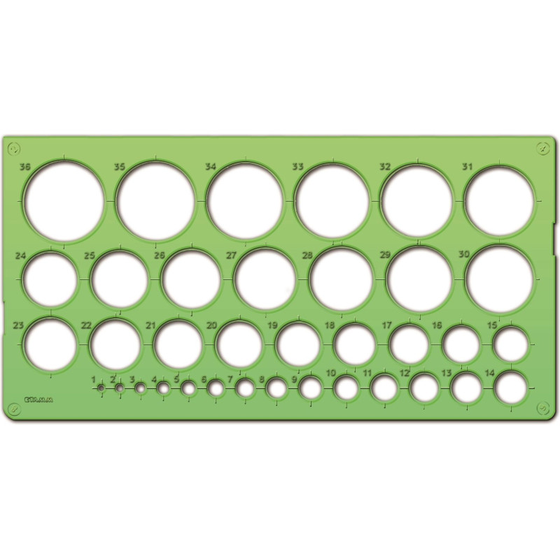 Линейка окружностей от 1 до 36мм,ТТ-21 Линейка окружностей от 1 до 36мм,ТТ-21