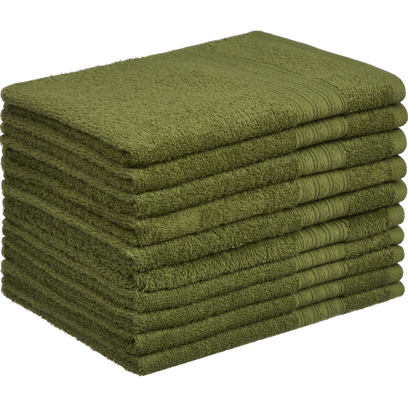 Набор полотенец махровых Luscan/бордюр 400г/м2, 50х90 оливков, 10шт/уп