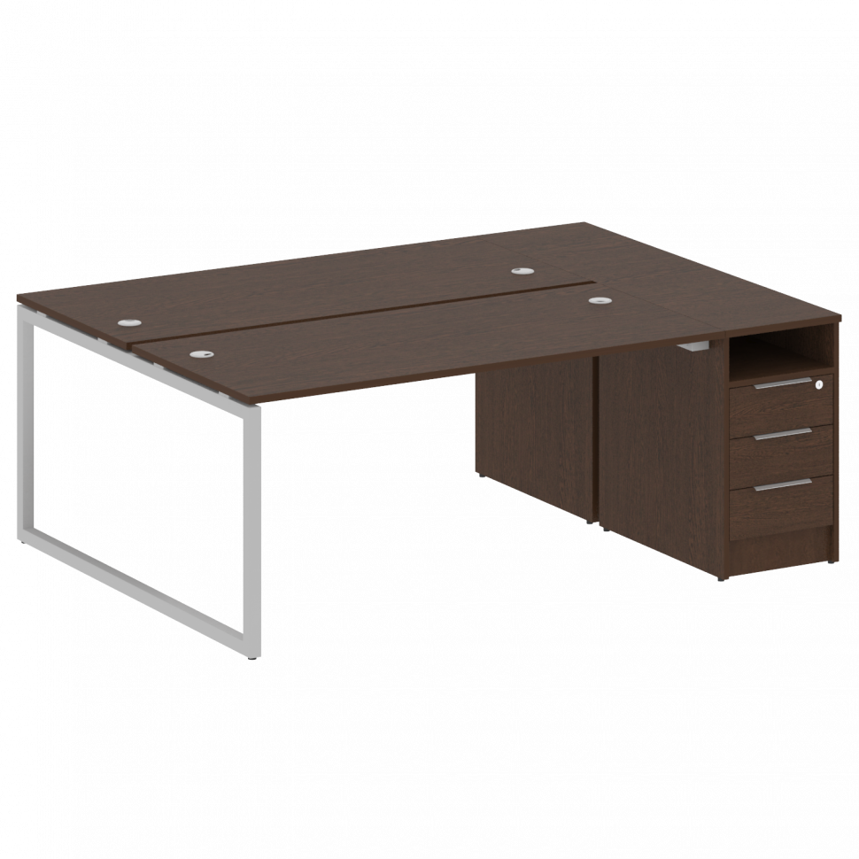 Metal System Quattro Рабочая станция с тумбой на О-образном м/к 40БО.РС-СТП-2.4 Венге Цаво/Металл Се