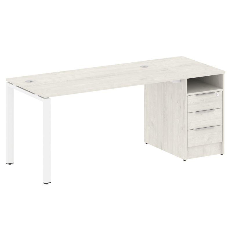 Metal System Рабочая станция с тумбой на П-образном м/к БП.РС-СТП-1.3 Дуб Наварра/Металл Белый 1812*