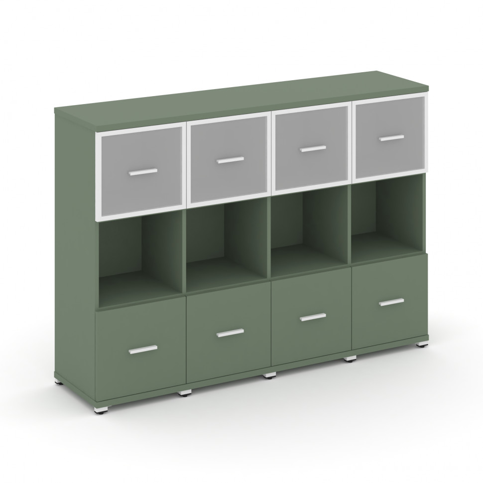 Concept Шкаф 4 узкие секции, 3 ниши CN.STU-345 RMW W Кобо/Металл Белый/Сатин 1668*420*1186