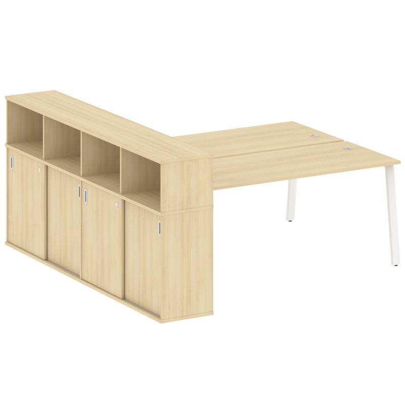 Metal System Рабочая станция с шкафом-купе на А-образном м/к БА.РС-СШК-4.5 Т Акация Лорка/Металл Бел