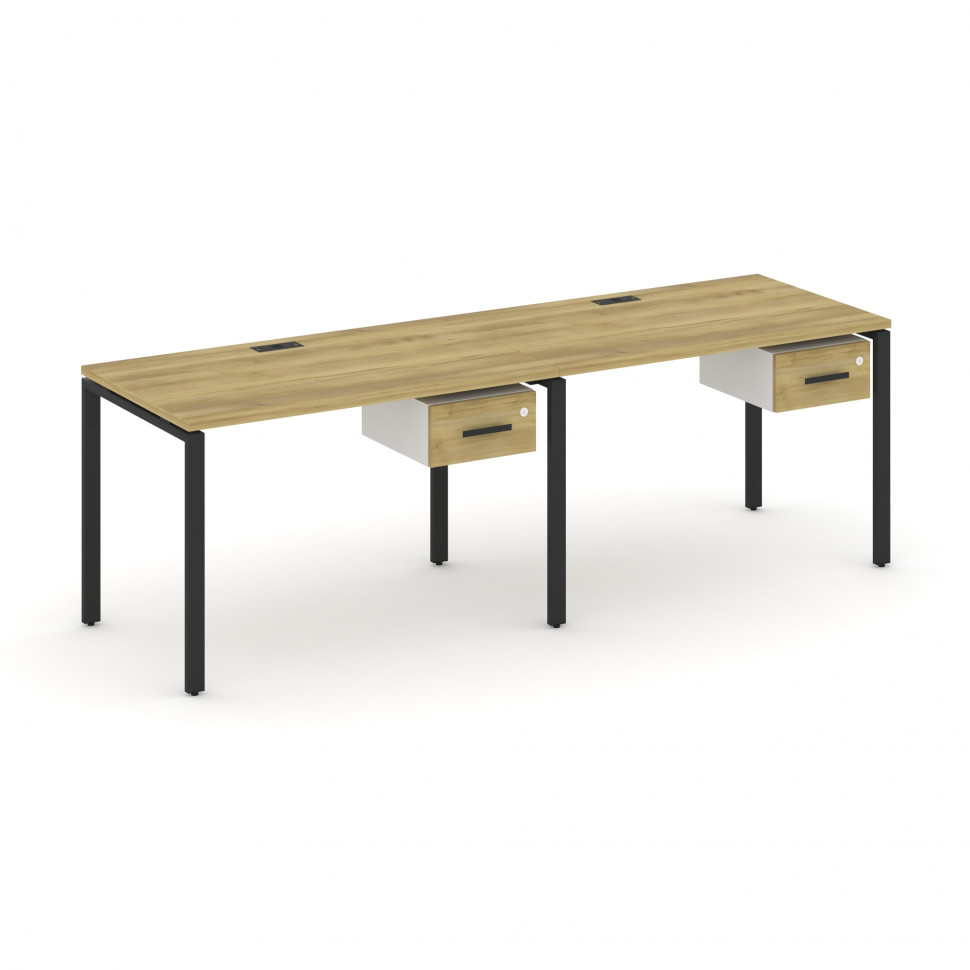 Concept Рабочая станция односторонняя с подвес. тумбами 2 места CN.ORS-110 B Дуб Винченцо/Белый Брил