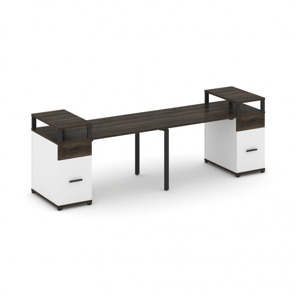 Concept Рабочая станция 2 места с 2 опорными тумбами CN.ORS-429 B Дуб Мали/Белый Бриллиант/Металл Че Concept Рабочая станция 2 места с 2 опорными тумбами CN.ORS-429 B Дуб Мали/Белый Бриллиант/Металл Че