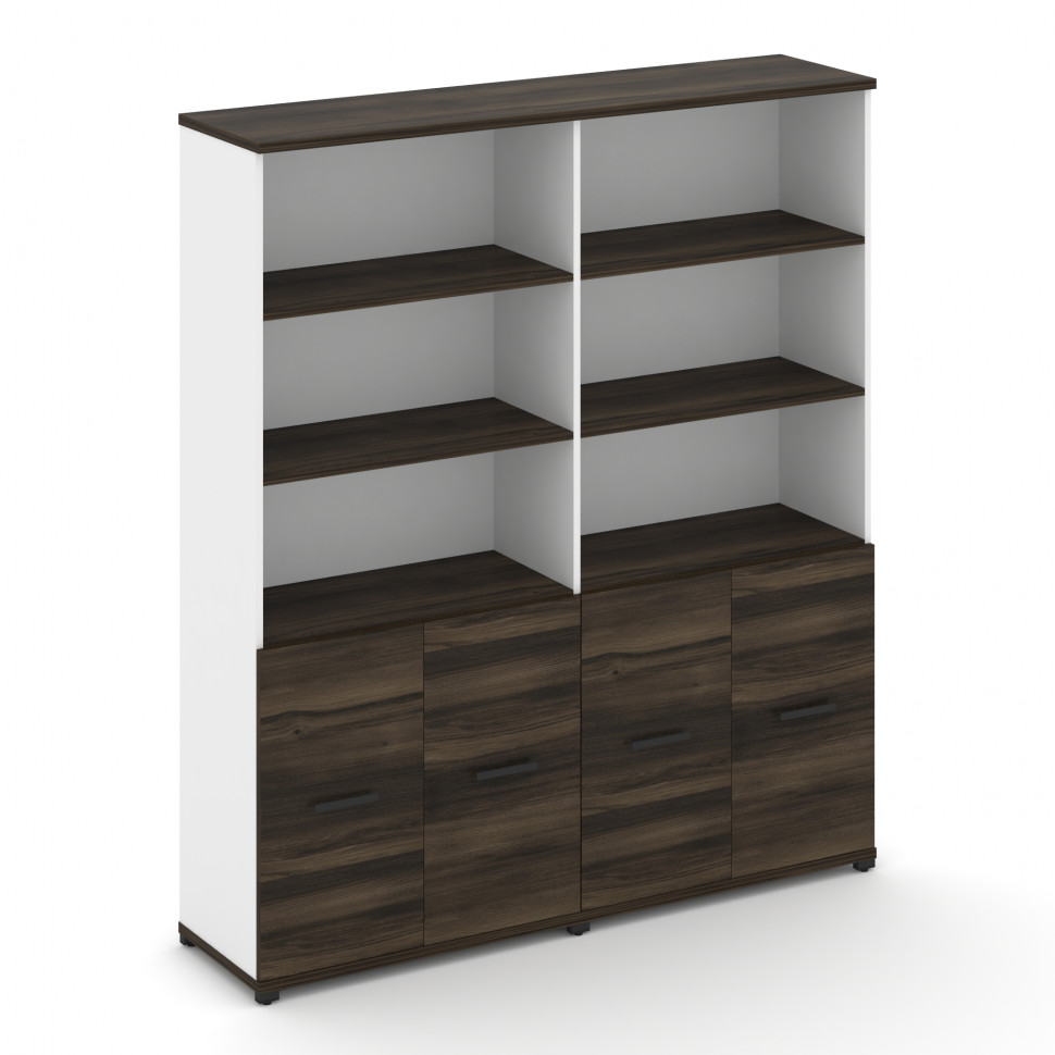 Concept Шкаф 2 широкие секции, 5 ниш CN.STS-521 B Дуб Мали/Белый Бриллиант/Металл Черный 1668*420*19