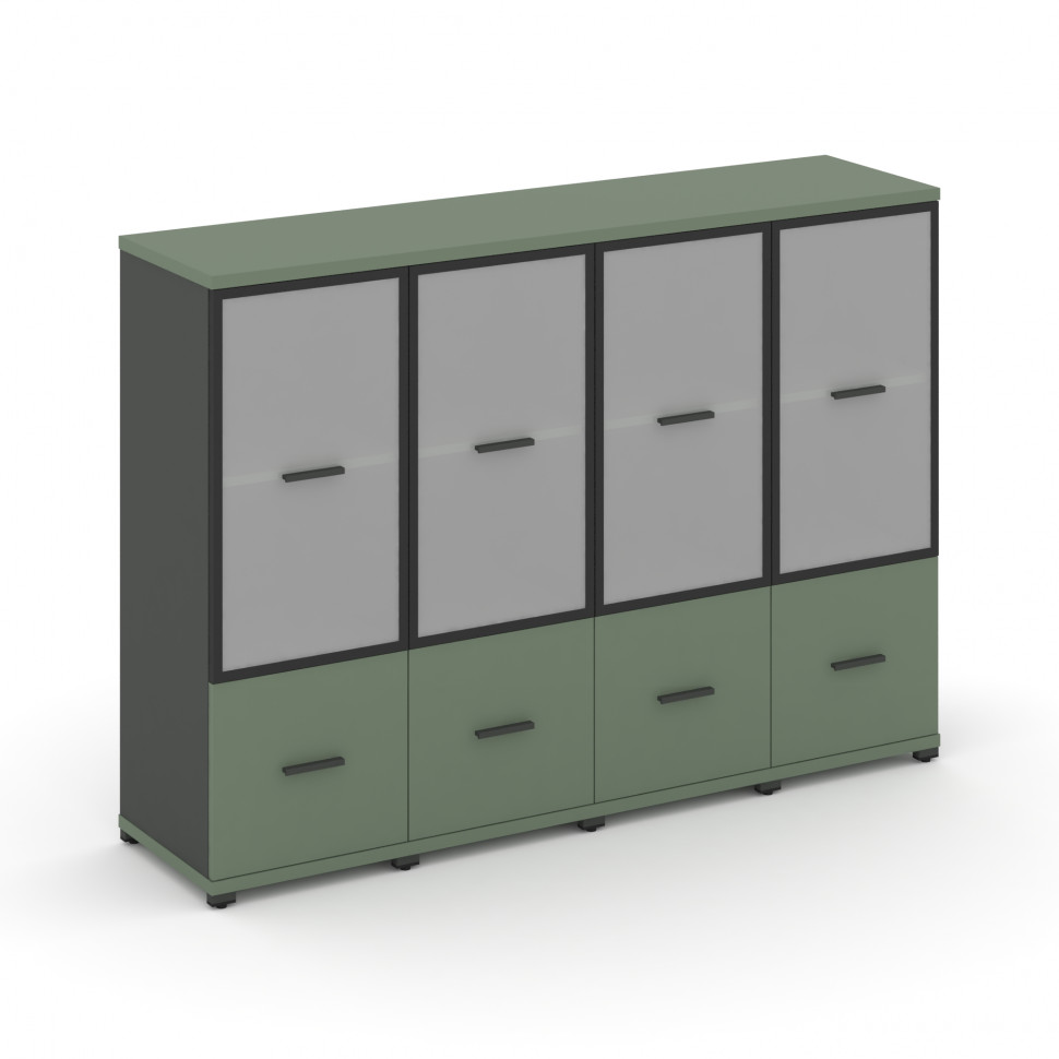 Concept Шкаф 4 узкие секции, 3 ниши CN.STU-342 RMB A Кобо/Антрацит/Металл Антрацит/Сатин 1668*420*11