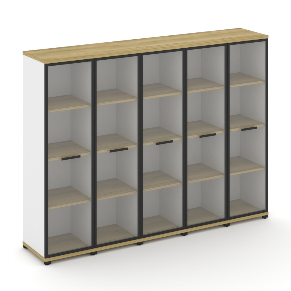 Concept Шкаф 5 узких секций, 4 ниши CN.STU-456 RPB B Дуб Винченцо/Белый Бриллиант/Металл Черный/Проз