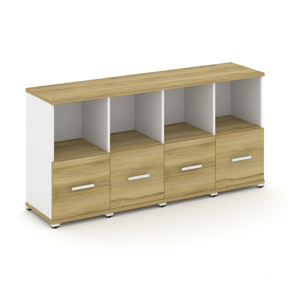 Concept Шкаф 4 узкие секции, 2 ниши CN.STU-241 W Дуб Винченцо/Белый Бриллиант/Металл Белый 1668*420*