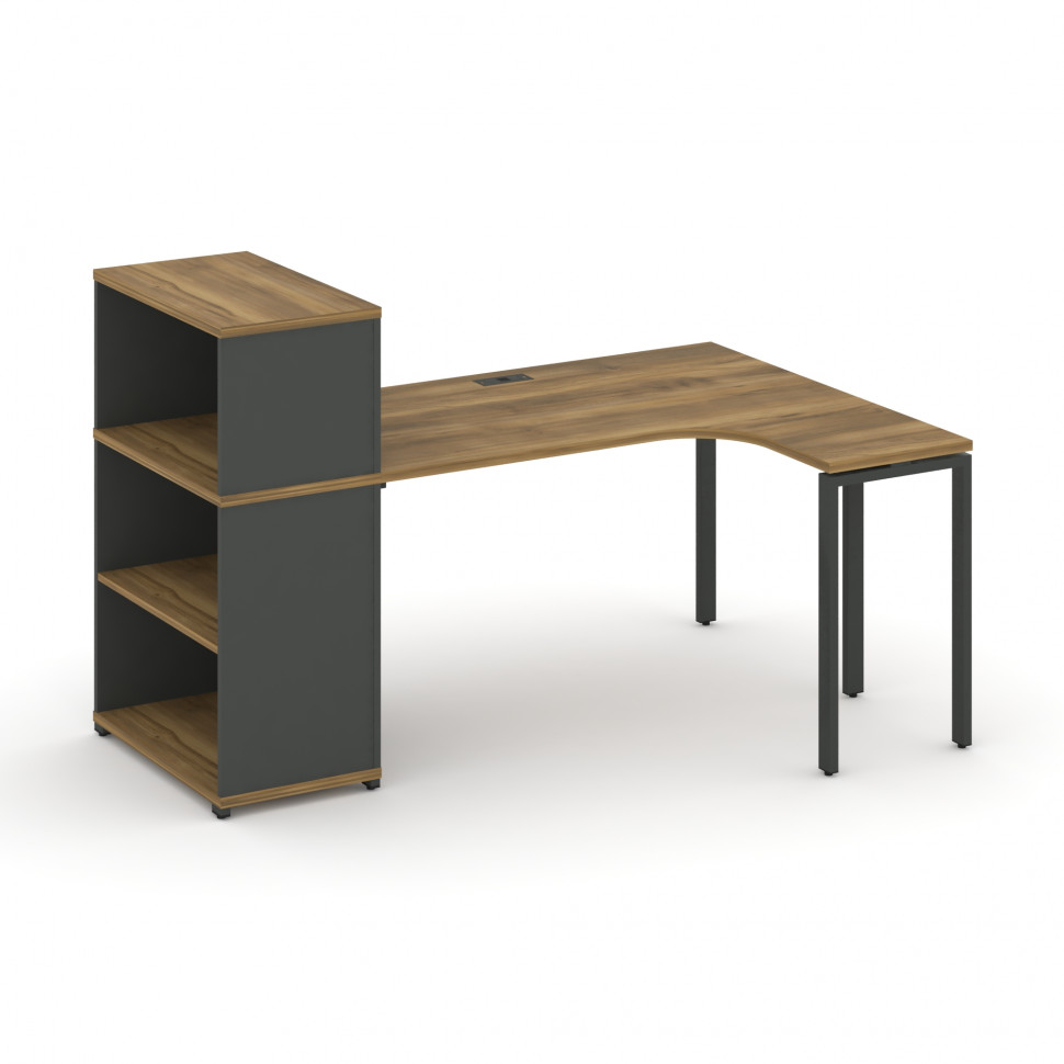 Concept Стол эргономичный с опорным стеллажом с надставкой низ. CN.SA-206(R) Сандал Янтарный/Антраци