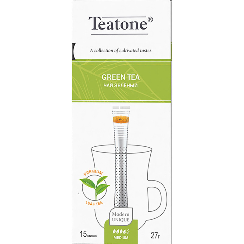 Чай Teatone зеленый в металл.стике 15шт/уп. 736