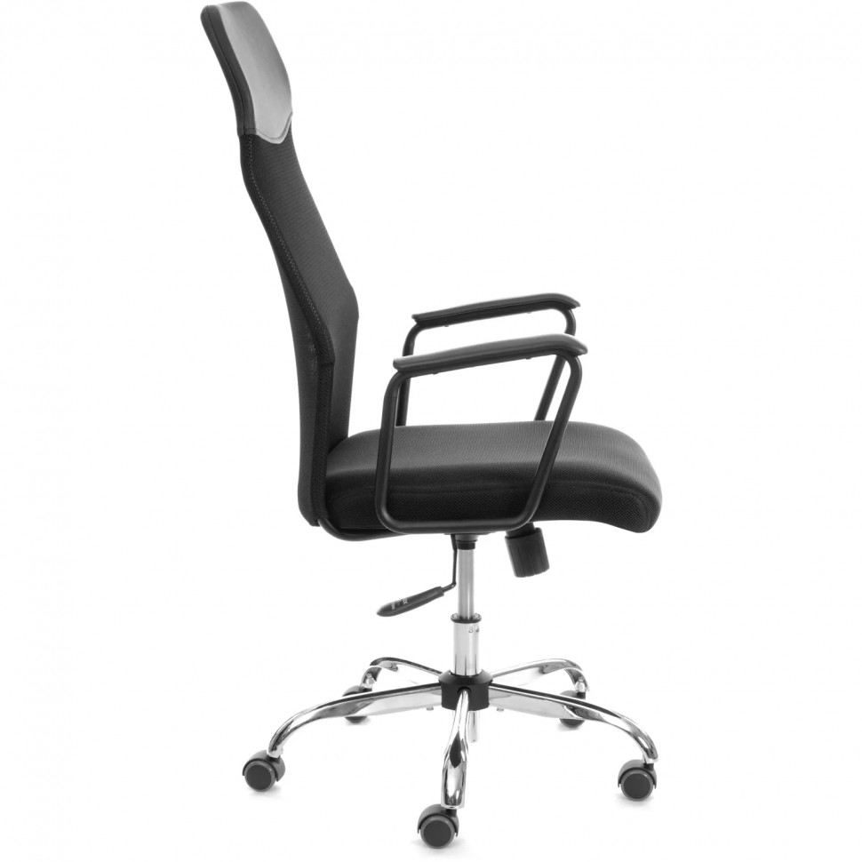 Кресло ТЧ Комус Мебель Easy Chair 619, сетка/экокожа, черный, хром